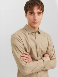 Jack & Jones Langarmhemd Hemd Slim Fit JJEGINGHAM (5977) Braun
