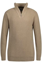 Rundhalspullover Pullover Wollanteil Stehkragen mit Zipper