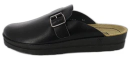 Herren-Clogs Leo mit einer Schnalle Hausschuh (sehr bequeme Wohlfhl-Schuhe, fr Zuhause und Drauen) Obermaterial und Decksohle aus echtem Leder