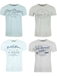 riverso Herren T-Shirt RIVLeon Regular Fit Kurzarm Print Tee Shirt Hellblau/Blau/Grau