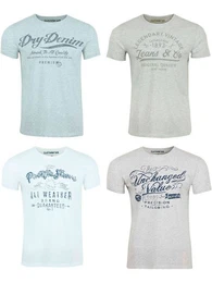 T-Shirt Herren Printshirt RIVLeon Regular Fit (4-tlg) Kurzarm Tee Shirt mit Rundhalsausschnitt aus 100% Baumwolle