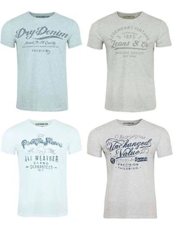 riverso Herren T-Shirt RIVLeon Regular Fit Kurzarm Print Tee Shirt Hellblau/Blau/Grau