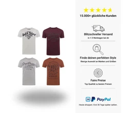 riverso Herren T-Shirt RIVLeon Regular Fit Kurzarm Print Tee Shirt Lila/Dunkelrot/Grau/Rot/Bordeaux