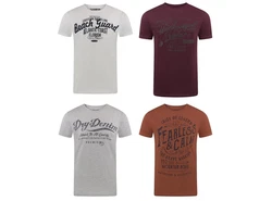 riverso Herren T-Shirt RIVLeon Regular Fit Kurzarm Print Tee Shirt Lila/Dunkelrot/Grau/Rot/Bordeaux