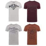 riverso Herren T-Shirt RIVLeon Regular Fit Kurzarm Print Tee Shirt Lila/Dunkelrot/Grau/Rot/Bordeaux