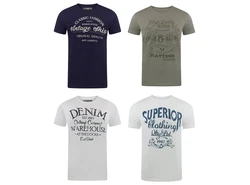 riverso Herren T-Shirt RIVLeon Regular Fit Kurzarm Print Tee Shirt Blau/Dunkelblau/Creme/Lila/Grau/Dunkelgrün