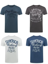 riverso Herren T-Shirt RIVLeon Regular Fit Kurzarm Print Tee Shirt Dunkelblau/Blau