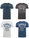 riverso Herren T-Shirt RIVLeon Regular Fit Kurzarm Print Tee Shirt Dunkelblau/Blau