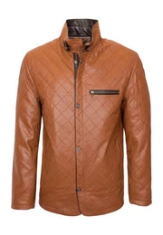 Lederjacke Leno CognacDunkelbraun Elegante Stepp Lederjacke aus weichem Lammleder