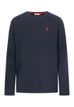 Derbe Langarmshirt Basic Kippes Herren Longsleeve Dunkelblau/Rot