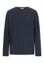Derbe Langarmshirt Basic Kippes Herren Longsleeve Dunkelblau/Rot