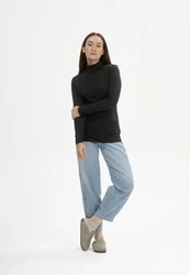 MELA Langarmshirt Turtleneck Shirt ANCHAL Schwarz/Dunkelgrau/Lila