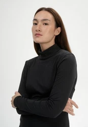 MELA Langarmshirt Turtleneck Shirt ANCHAL Schwarz/Dunkelgrau/Lila