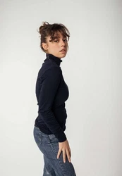 MELA Langarmshirt Turtleneck Shirt ANCHAL Dunkelblau/Lila