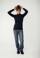MELA Langarmshirt Turtleneck Shirt ANCHAL Dunkelblau/Lila