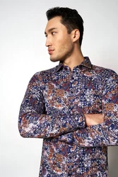 Desoto Langarmhemd Kent Blau/Hellblau