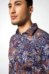 Desoto Langarmhemd Kent Blau/Hellblau