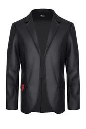 Lederimitatjacke Herren-Jacke in schwarz - S