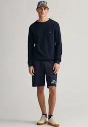 Gant Rundhalspullover Pique-Strickpullover Dunkelblau/Hellblau/Blau/Schwarz