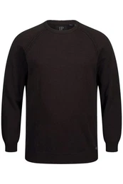 Rundhalspullover Pullover offene Kanten Rundhals Raglan-Langarm