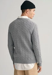 Gant Strickpullover COTTON CABLE C-NECK graumeliert/grau/grau melange