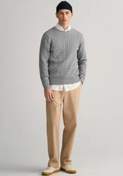 Gant Strickpullover COTTON CABLE C-NECK graumeliert/grau/grau melange