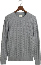 Gant Strickpullover COTTON CABLE C-NECK graumeliert/grau/grau melange