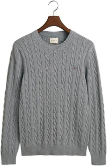 Gant Strickpullover COTTON CABLE C-NECK graumeliert/grau/grau melange Gant Strickpullover COTTON CABLE C-NECK graumeliert/grau/grau melange