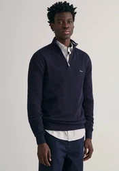Gant Troyer COTTON PIQUE HALF ZIP Dunkelblau/Hellblau