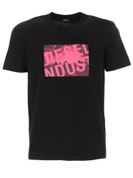 Rundhalsshirt Logo Print Slim Schwarz - T-DIEGOS-K16