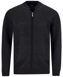 Strickjacke Herren Jacke mit Reiverschluss (1-tlg) mit Schurwolle