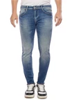Le Temps Des Cerises Slim-fit Jeans Used-Look Blau/Hellblau