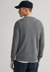 Gant Strickpullover R-Neck COTTON PIQUE C-NECK graumeliert/grau