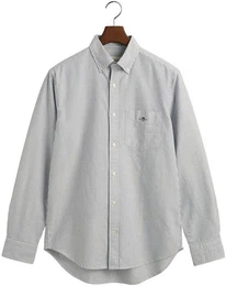Langarmhemd Regular Fit Oxford Hemd strukturiert langlebig dicker gestreift mit dezenter Logostickerei