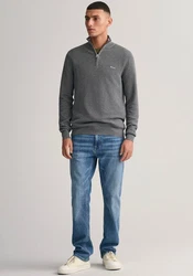 Gant Troyer COTTON PIQUE HALF ZIP Dunkelgrau/Grau