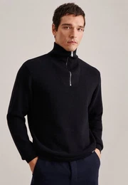 Strickpullover Regular Langarm Stehkragen Uni
