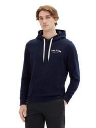 TOM TAILOR Sweatshirt Hoodie mit Label-Print Hoodie Dunkelblau