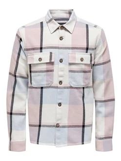 ONLY & SONS Langarmhemd Holzfäller Hemd Twill Overshirt ONSMAR 6105 Blau