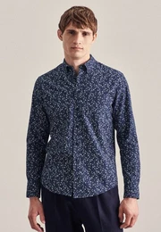 Businesshemd Schwarze Rose Regular Langarm Button-Down-Kragen Druck