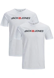 Jack & Jones T-Shirt JJECORP LOGO Print Kurzarm 2-er Stck Pack (3661) Weiß (3661)