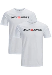 Jack & Jones T-Shirt JJECORP LOGO Print Kurzarm 2-er Stck Pack (3661) Weiß (3661)