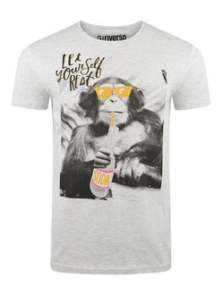 riverso T-Shirt Herren Fotoprintshirt RIVCharly Regular Fit Grau