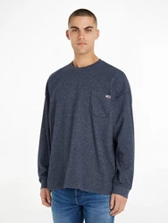 Tommy Jeans Langarmshirt TJM RLX WAFFLE SNIT TEE Dunkelblau/Grau/Dunkelgrau