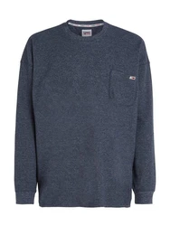 Tommy Jeans Langarmshirt TJM RLX WAFFLE SNIT TEE Dunkelblau/Grau/Dunkelgrau