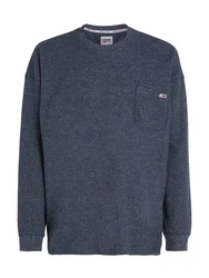 Tommy Jeans Langarmshirt TJM RLX WAFFLE SNIT TEE Dunkelblau/Grau/Dunkelgrau