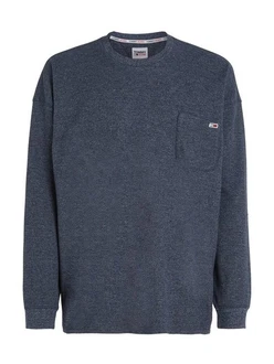Tommy Jeans Langarmshirt TJM RLX WAFFLE SNIT TEE Dunkelblau/Grau/Dunkelgrau