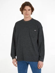 Tommy Jeans Langarmshirt TJM RLX WAFFLE SNIT TEE Dunkelgrau/Grau/Dunkelblau