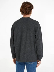 Tommy Jeans Langarmshirt TJM RLX WAFFLE SNIT TEE Dunkelgrau/Grau/Dunkelblau