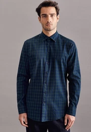 Businesshemd Schwarze Rose Regular Langarm Button-Down-Kragen Karo