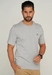 Jack & Jones T-Shirt JJELIF TEE SS CREW NECK Grau/Hellgrau/Rot